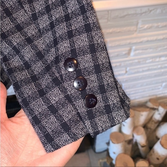 Christian Dior Vintage Double Breast 100% Wool Navy Plaid Blazer Size 8 - Picture 4 of 6